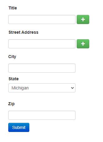 CMS admin form for address information